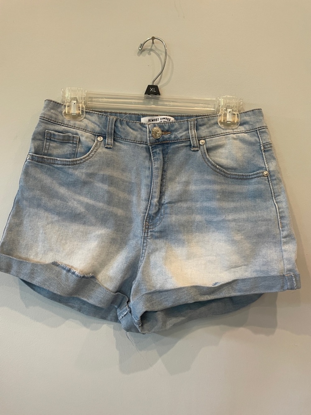 Almost Famous Washed Blue Roll-Hem Denim Shorts size 11